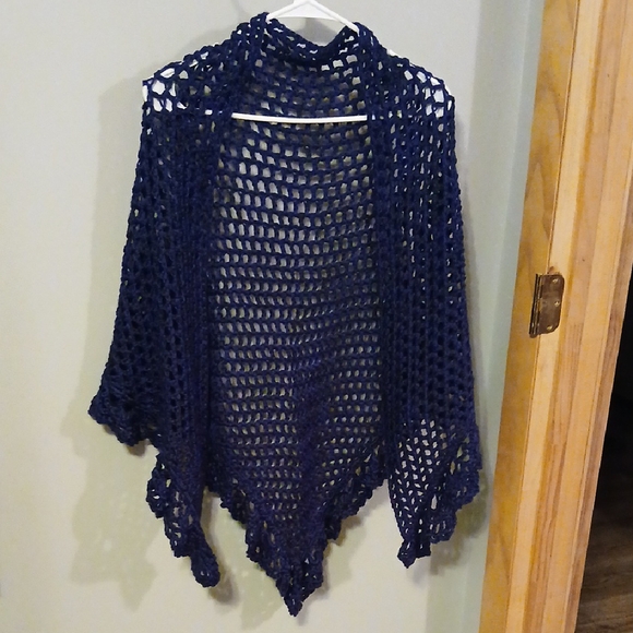 Elegant Navy Blue Women's Shawl - Picture 1 of 2